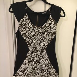 Express Bodycon Black and White Dress